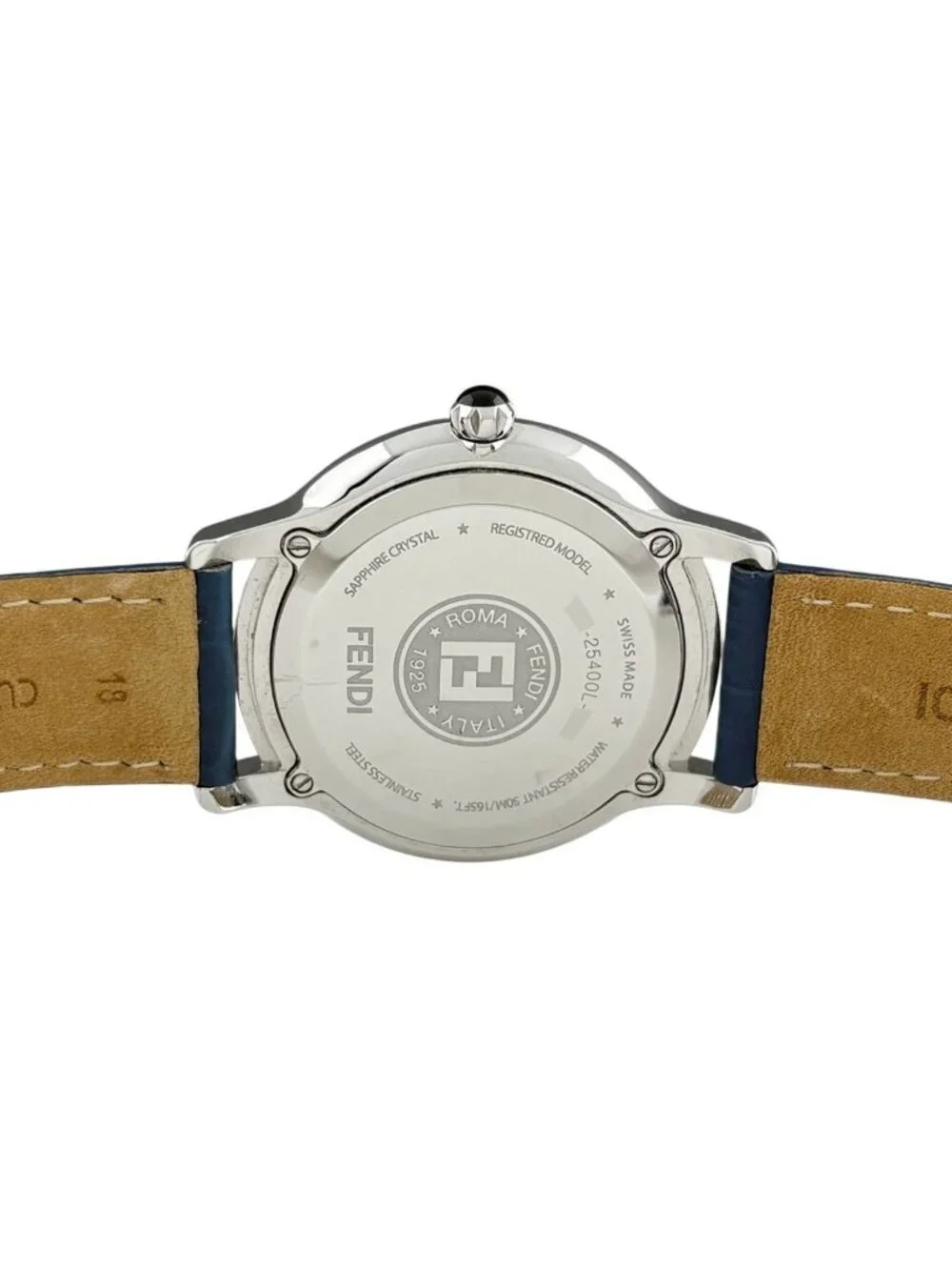 Fendi Wristwatch SS Leather Quartz Navy Watch